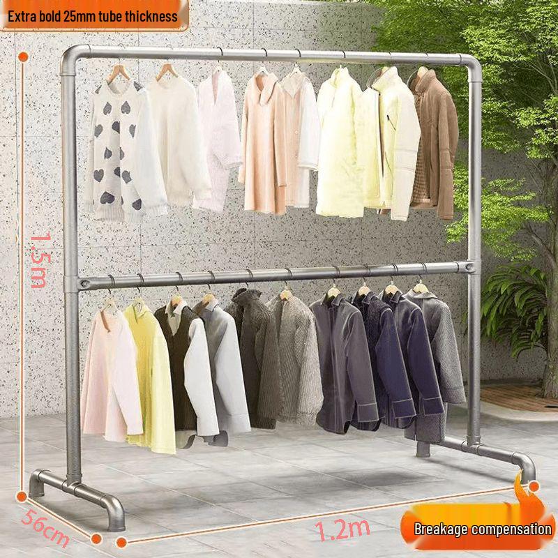 Floor-Standing Galvanized Steel Clothes Drying Rack for Balcony & Bedroom