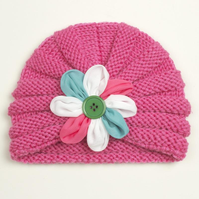 New Autumn Baby Wool Flower Hat, Children's Flower Pullover Hat, Baby Hat