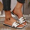 Fashion Women's Summer 2025 New PU Leather Fashion Simple Solid Color Sandals Daily Casual Open Toe Women Slippers Zapatos Mujer