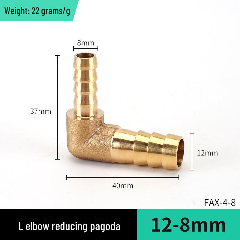 Brass L-Shaped Reducing Pagoda Plug, 4mm-19mm Conversion Hose Fitting