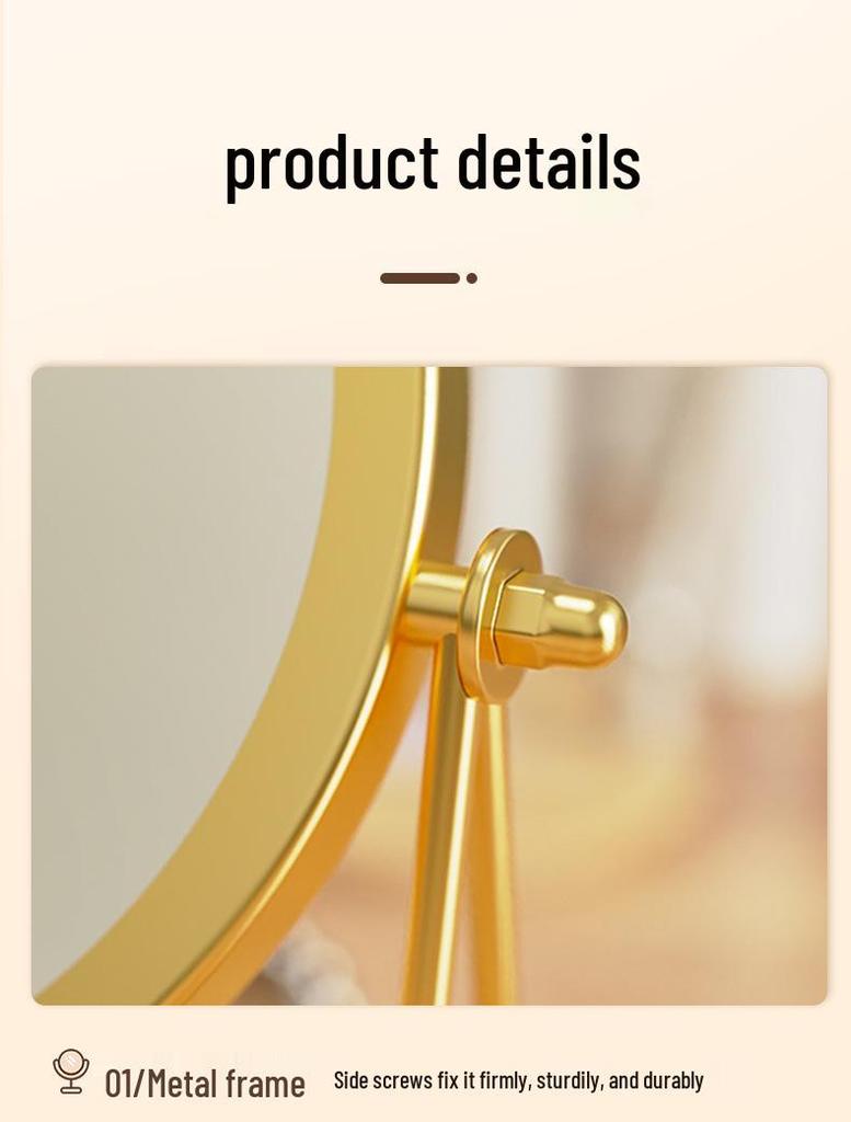 High-Value Metal Desktop Makeup Mirror - Single-Sided Vanity for Home, Dorm, or Student Use