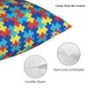Red Yellow Blue Autism Puzzle Seamless Pattern Pillowcases Kawaii Pillow Case For Couch Sofa Bedroom Soft Pillow Cover