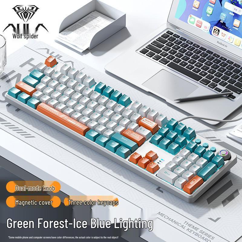 Wolf Spider F2088 Mechanical Gaming Keyboard, Blue Switch, with Wrist Rest for Esports and Home Desktop Use.