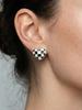 Checkerboard Heart Enamel Stud Earrings - European & American Fashion, Stainless Steel