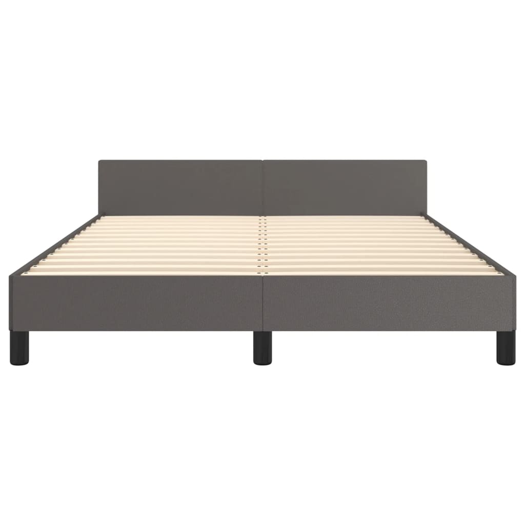 Bed Frame with Headboard Grey 140 x 200 cm Artificial Leather