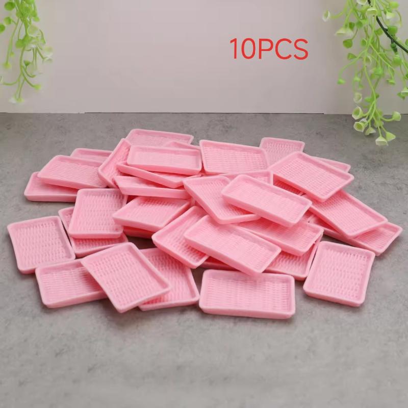10Pcs Dollhouse Simulation Miniature Kitchen Cutlery Dish Plate Dessert Bread Plate Model Ornament Toys Doll House Accessories