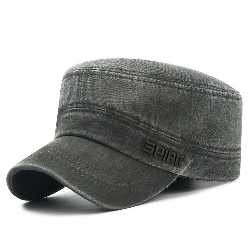 Men's Washed Faded Duckbill Cap - Flat Top Sunshade for Spring & Autumn