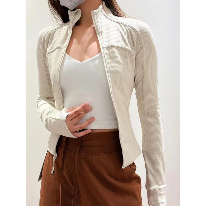 Womens Zipper Long Sleeve Stand Collar Yoga Jacket Workout Top Slim Fit Athletic Pullover Gym Running Fitness