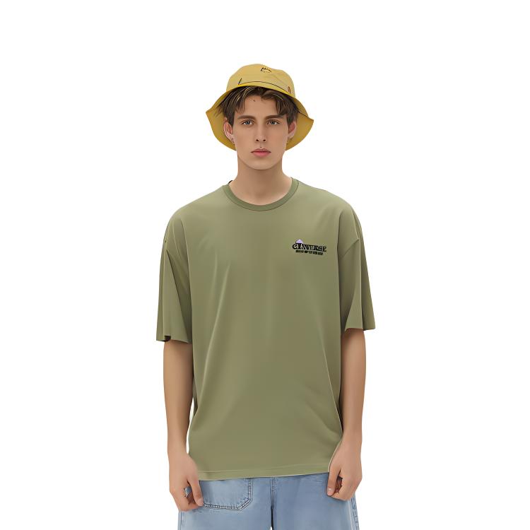 Converse T Shirts Men's Green Crew Neck Moderate 10026423-A03