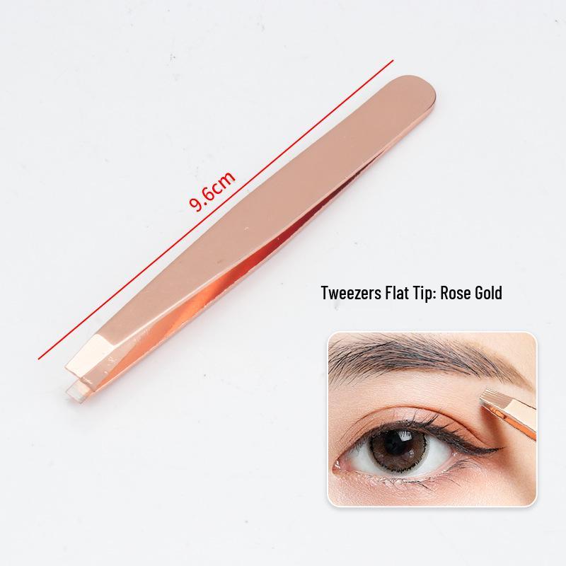Stainless Steel Slanted Flat Head Eyebrow Tweezers for Multi-functional Hair Removal