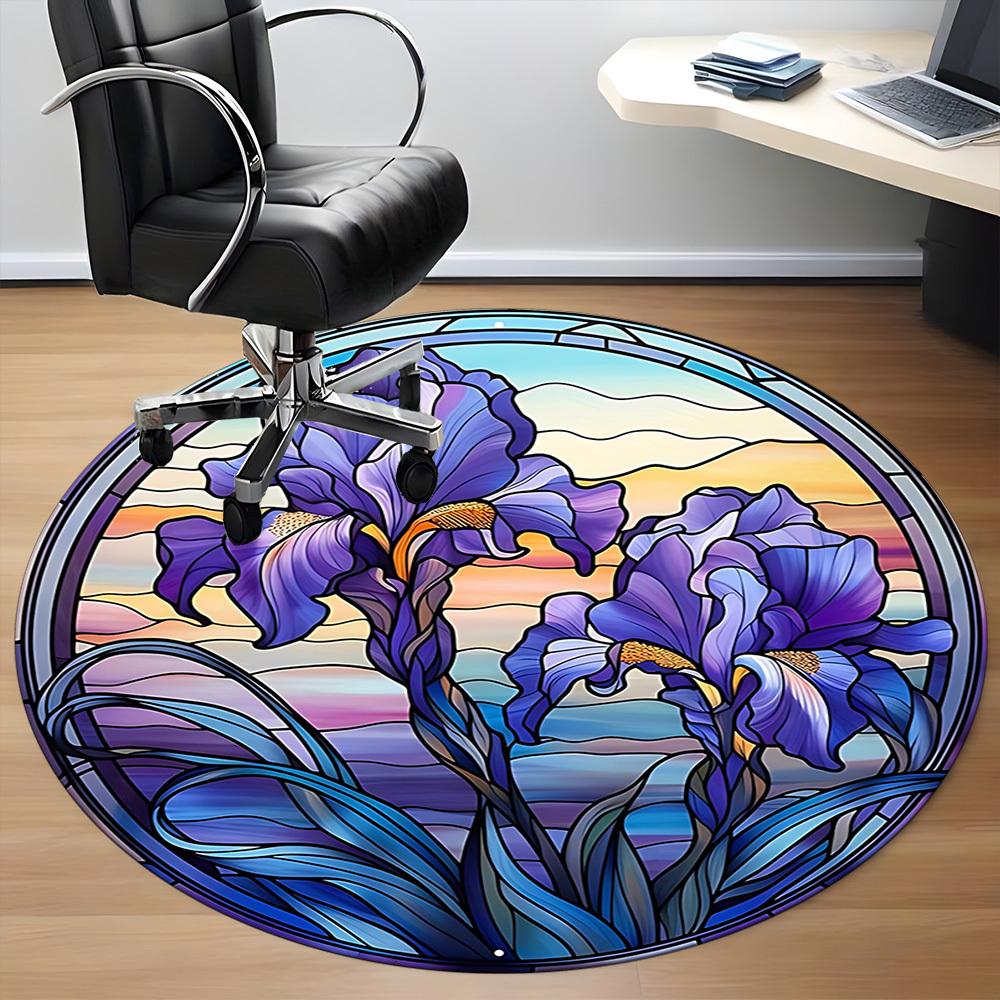 1pc Iris Stained Glass Chair Carpet for Office, , Non-slip Carpet, Very Suitable for Offices, farmhouses,Outdoor Carpet Yy251120082