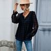 Fashionable and Casual Temperament Early Fall Tops Thin Section Loose V-neck Long-sleeved Black Shirt
