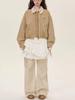 In Stock: Romantic Lace Denim Jacket with Detachable Knit Collar and Bud Hem - Girlish Style for Autumn