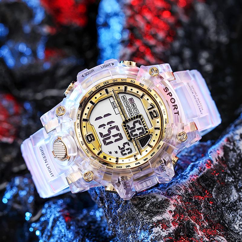 

Transparent Large Multifunctional Waterproof Sports Watch for Men and Women золотой