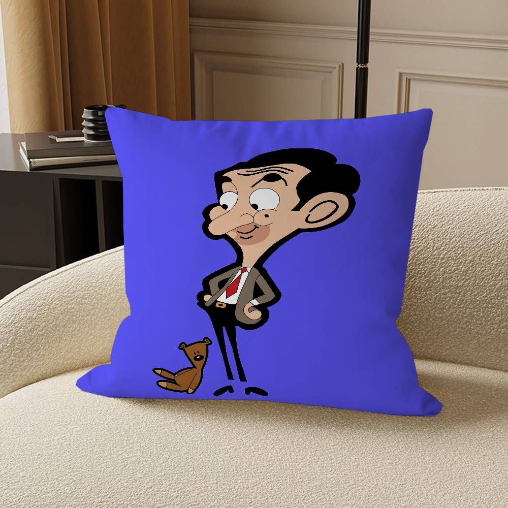 Animated Mr.Bean Cushion Cover Car Throw Pillow Case For Sofa Car Christmas Gift 40x40cm 45x45cm