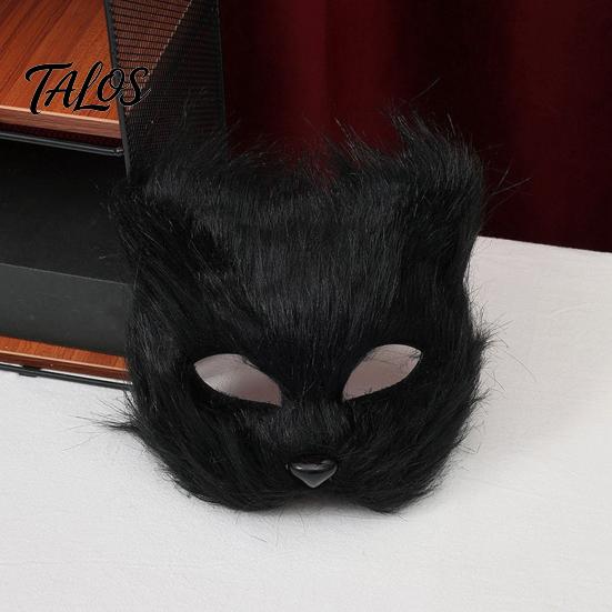 Prodyšná Halloweenská obličejová maska Dlouhá srst Bílá liška Polomaska, Maškarní Cosplay Elegantní víla pro Focení ve starém stylu Párty Vystoupení Jemná
