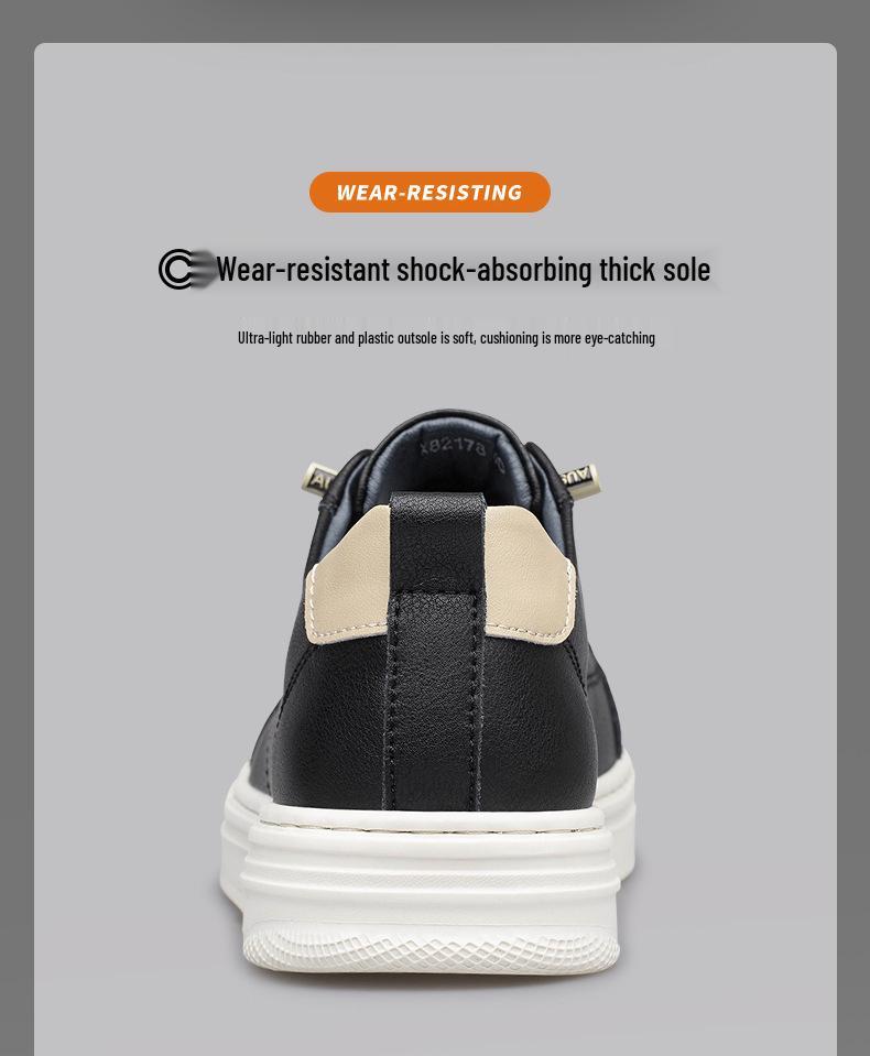 Men's White Leather Low-Top Sneakers - Casual Round Toe