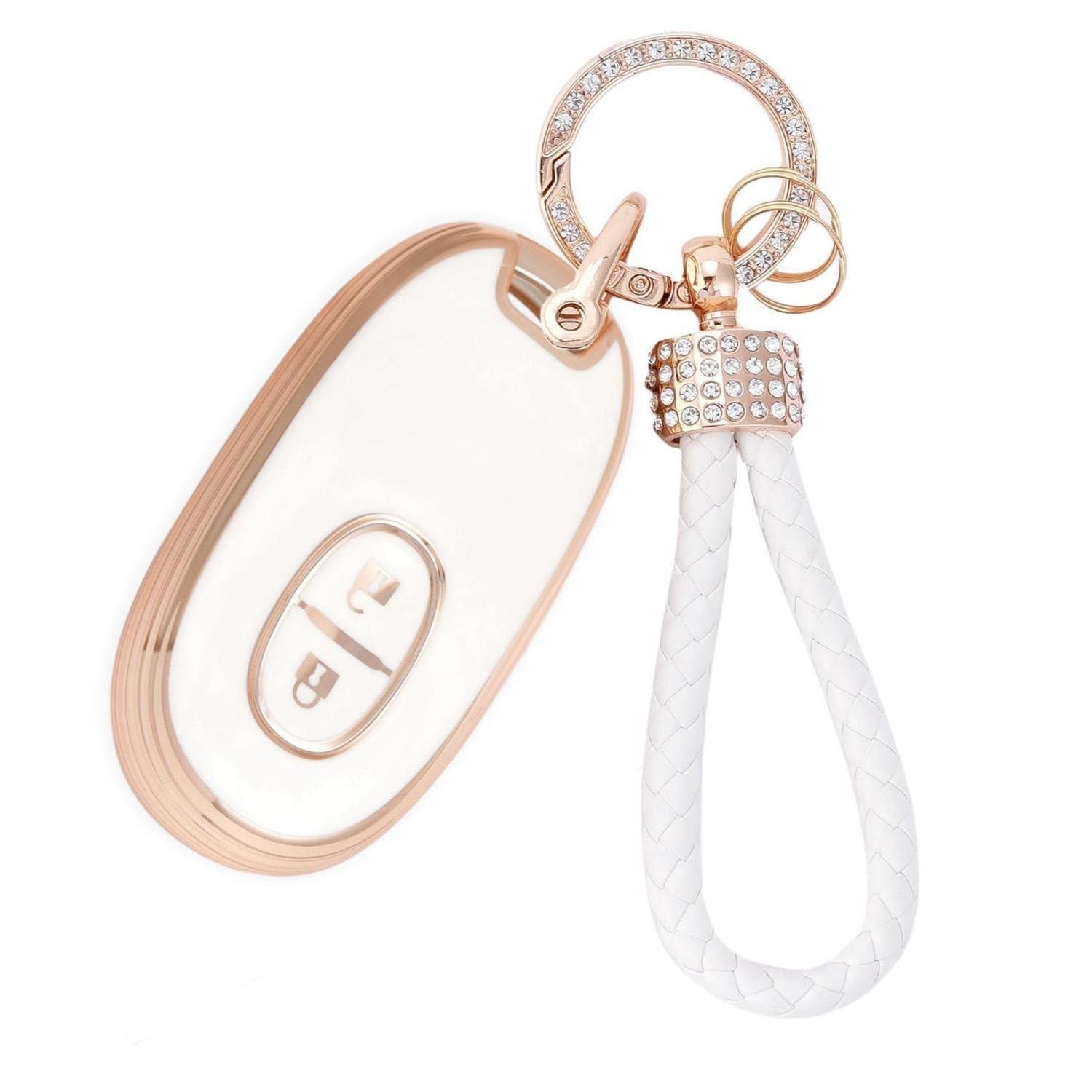 

ZANEKO Чехол для ключа Alto Совместим с ключом Suzuki Wagon R Ключ Nissan Roox Smart Key Wagon R и MR Wagon Чехол для ключа, Чехол, Stingray, Держатель, Золотой/Белый