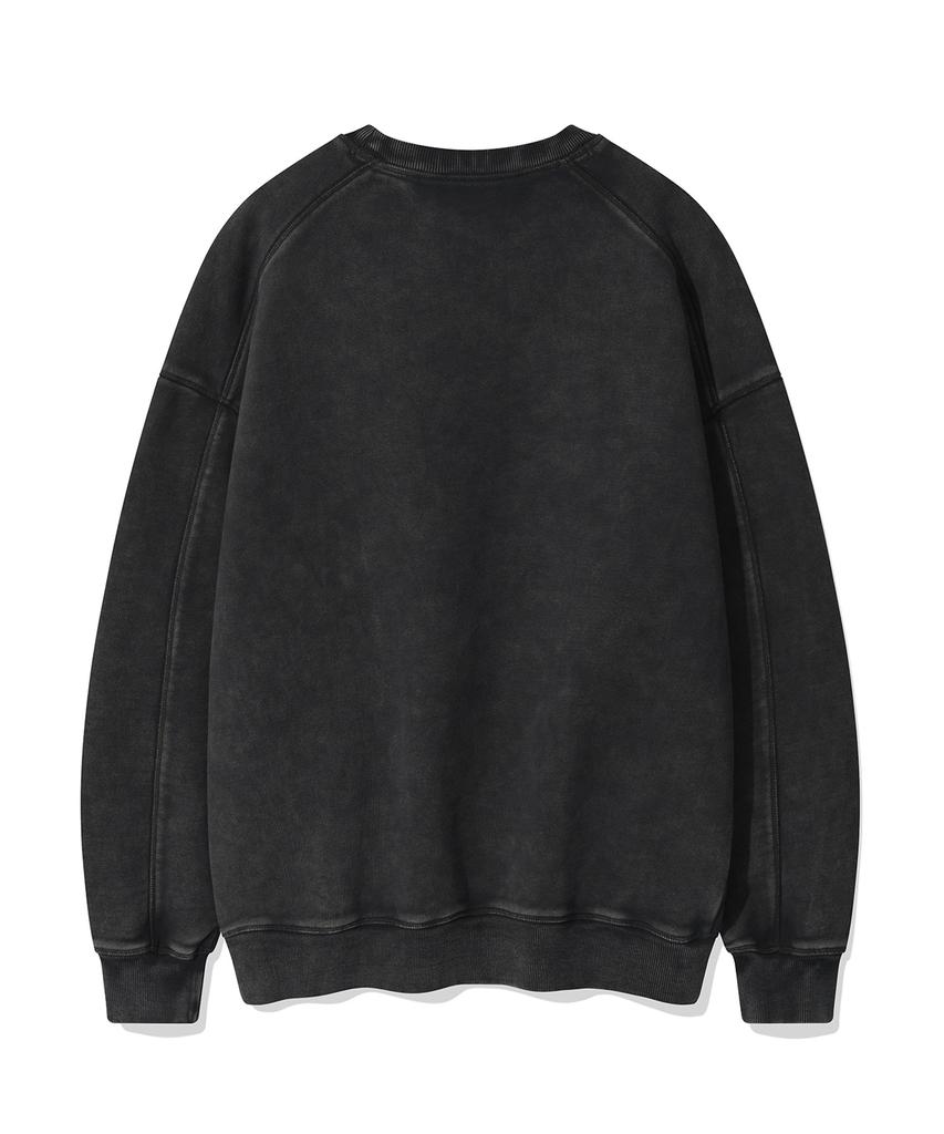 WACKY WILLY Typographic One-Point Washed Sweatshirt Charcoal