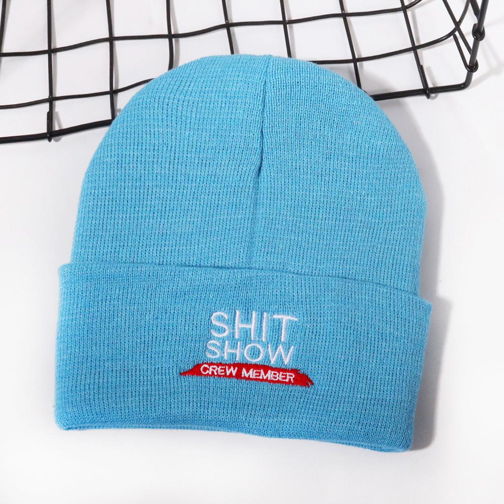 Hat With Knit Shit Show Letters Embroidered For Autumn Winter Fashion Warmth
