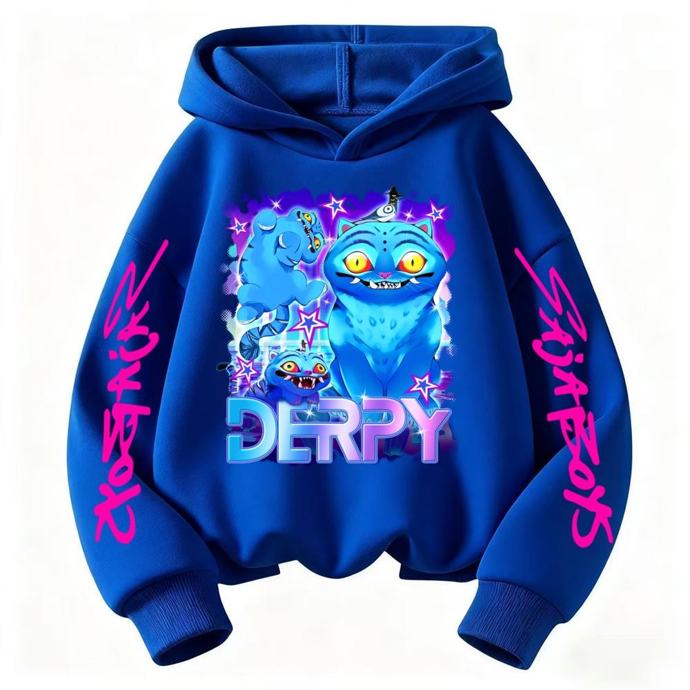 Children's boy and girl anime costume Kpop demon hunter Derpy tiger casual fashion autumn and winter sports hooded pullover
