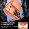 RFID Blocking Wallet Case with Card Holder Sliding Camera Cover and Kickstand for iPhone 18 Pro Max iPhone 17 Pro Max-Orange