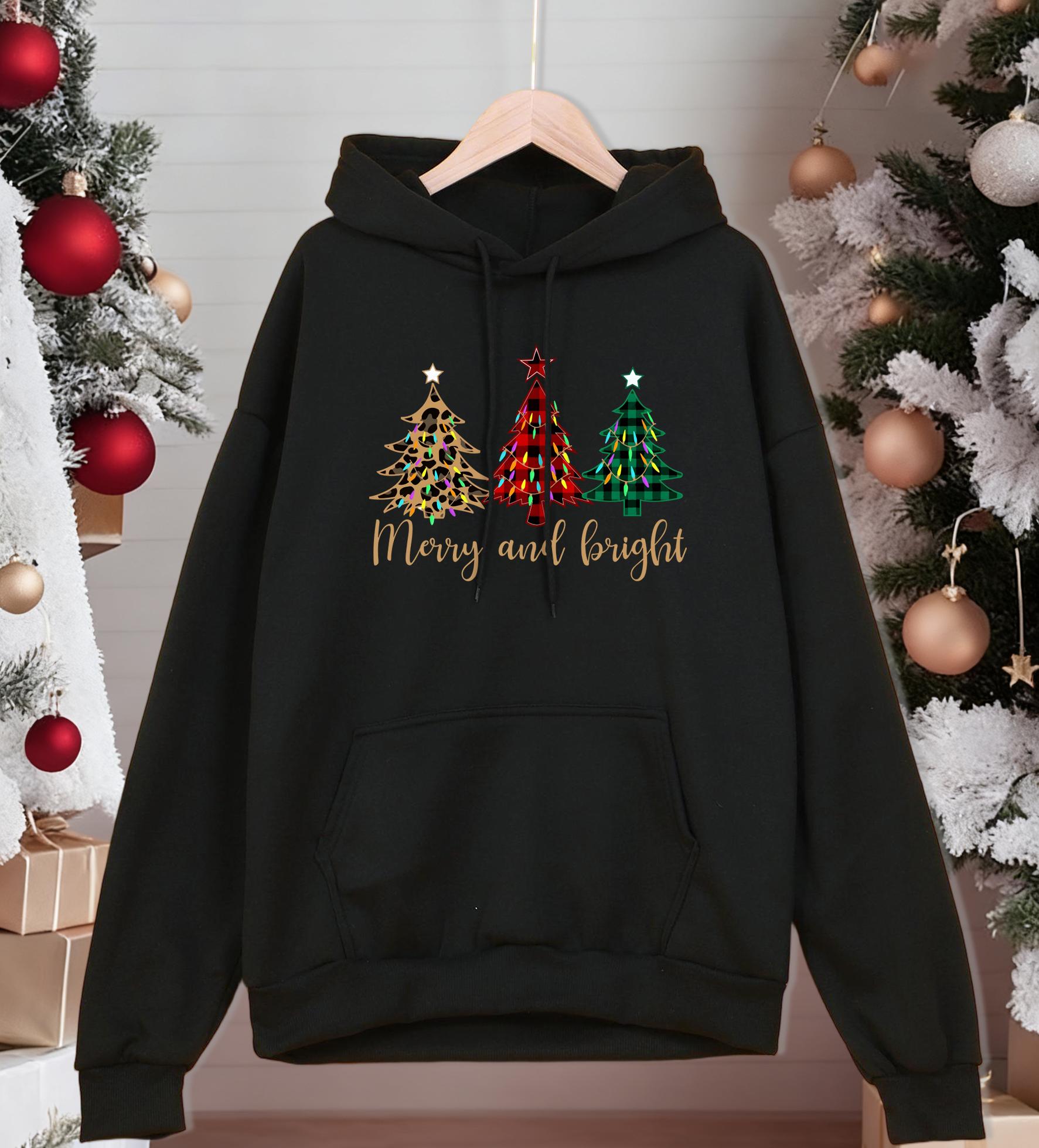 

Merry Christma Funny Trees Printing Hoodies Men Hip Hop Fleece Hoody Pocket Comfortable Male Pullovers Autumn Loose Man Clothes 3XL