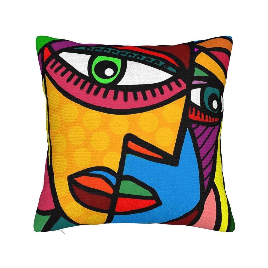 Picasso Funky Art Lady Hat Square Pillow Case Cushion Covers Custom Zippered Decorative Pillowcase For Sofa 40*40Cm