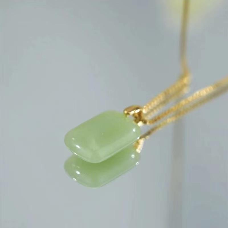 Coreea de Sud Moda simplă pătrat imitație Hotan Jad pandantiv pentru femei colier lux rafinat jad colier bijuterii cadouri