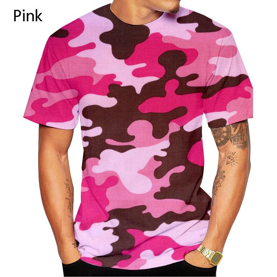 Summer New Men Casual Fashion Camouflage Printing 3D T-Shirt Short Sleeve Tops