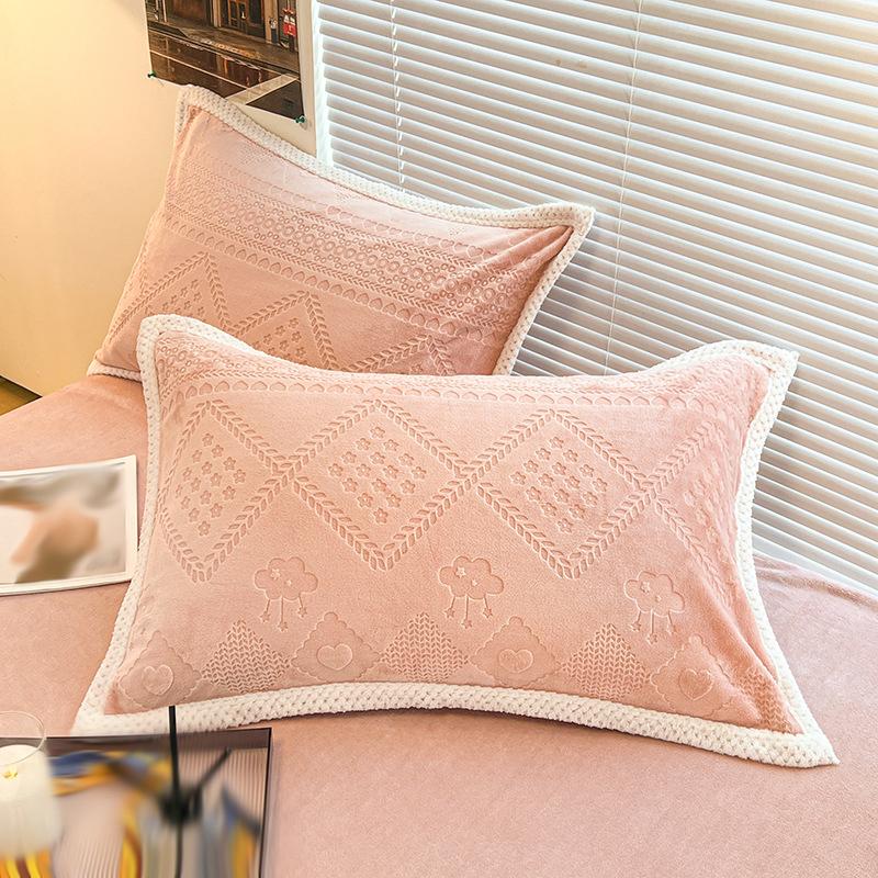 2 Pcs Winter Thicken Warm Pillowcase Soft Plush Flannel Coral Velvet Pillow Covers Home Living Room Decor Cushion Cover