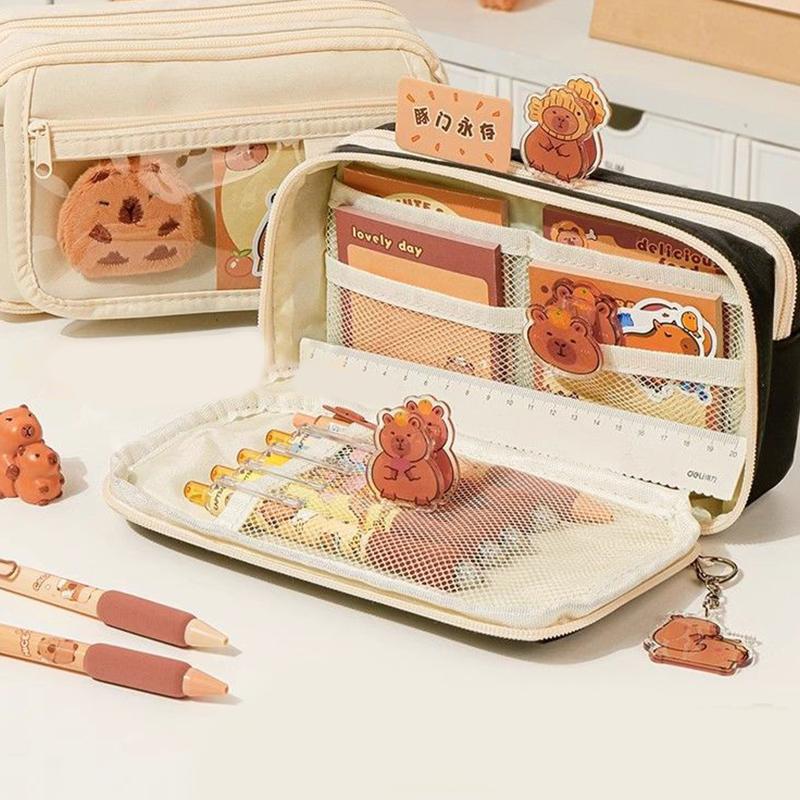 Cute Fabric Pencil Case Kawaii Large Capacity Capybara Zipper Kids Bag Children'S Pen Pouch School Supplies Gift