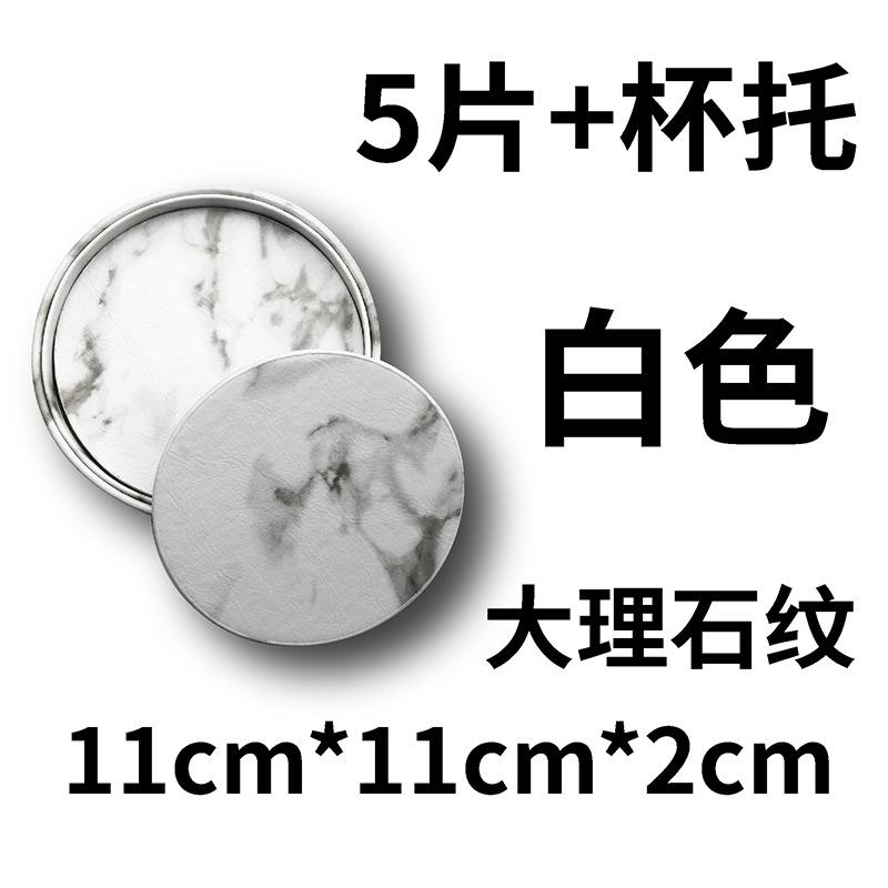 Round spot leather teacup mat can be ordered lOGO hand sewing with oil edge pu leather coaster thermal insulation mat wholesale