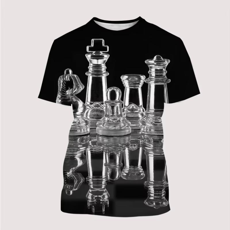 Neues Herren T-Shirt 3D-Druck Internationale Schachgrafik T-Shirts Sommer Lustig Harajuku Rundhals Oberteil Herren Kinder Mode Lässige T-Shirts