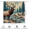 Outdoor Deer Shower Curtain Wildlife Home Decor Bath Mat Elk Print Waterproof Fabric Bathroom Decoration Multicolored Size: 72 X