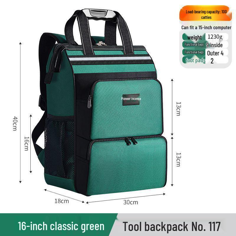 Heavy-Duty Double Shoulder Tool Backpack: Durable, Thickened, Multi-Functional, Large Capacity for Electrician Repairs