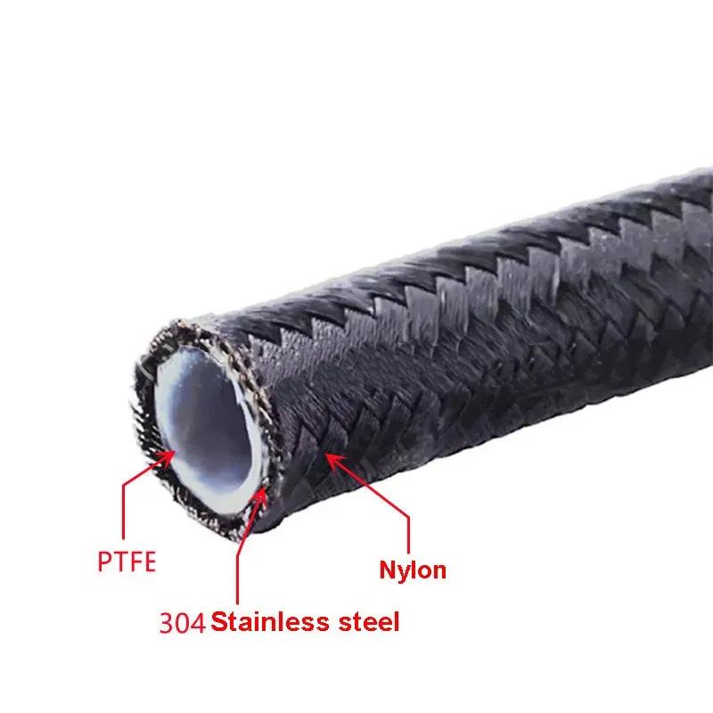 10FT 3M Universal AN4/6/8/10 PTFE Fuel Line Kit Nylon Stainless Steel Braided PTFE Fuel Hose with 8pcs Hose End Fitting Adapters