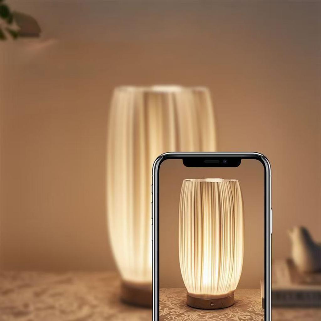 Rechargeable table lamp USB night light bedside ambient light solid wood eye protection decoration 3D bedroom creative ornaments