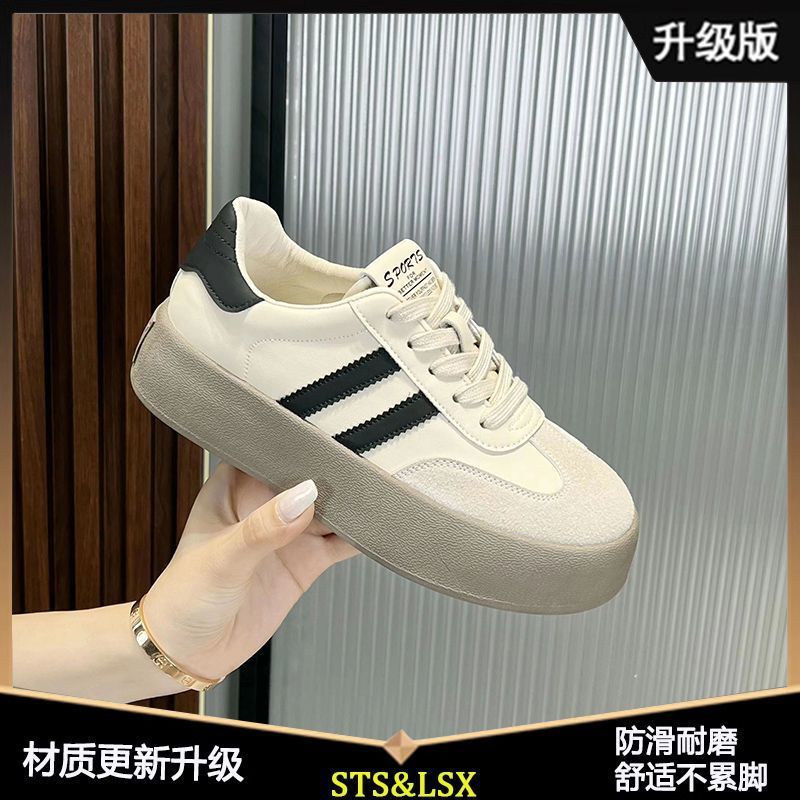 Dexun shoes women's 2025 spring and autumn new shoes women's breathable platform white shoes sports popular board shoes