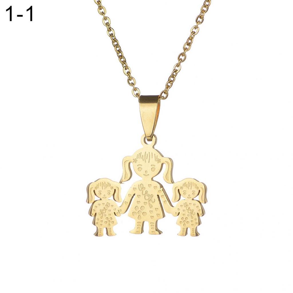 Unique Stainless Steel Single Mother Kids Pendant Chain Necklace Jewelry Trendy Unique Stainless Steel Single Mother Kids Pendant Chain Necklace Jewelry Trendy