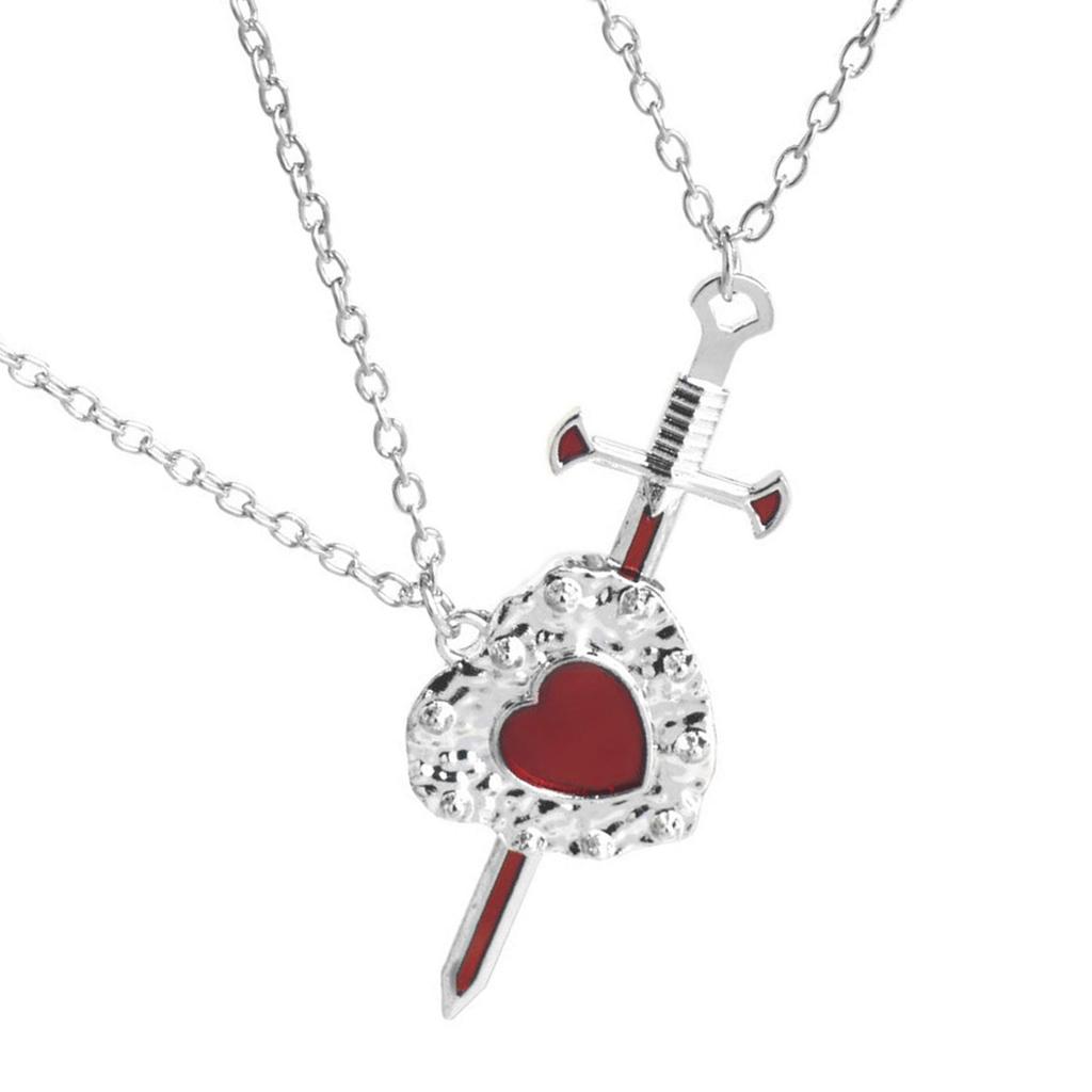 Alloy Swords Heart Necklace for Couples Handmade Collarbone Chain Jewelry for Dates Anniversaries and Everyday Fashion