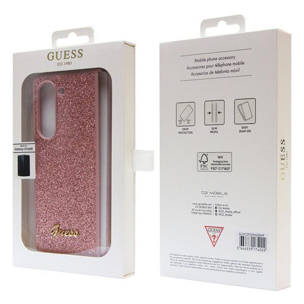 Guess Guhczfd5Hggshp F946 Z Fold5 Różowy/Pink Twarde Etui Brokatowy Napis