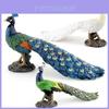 Exquisite Pvc Peacock Model In Blue Green And White Elegant Static Table Decoration