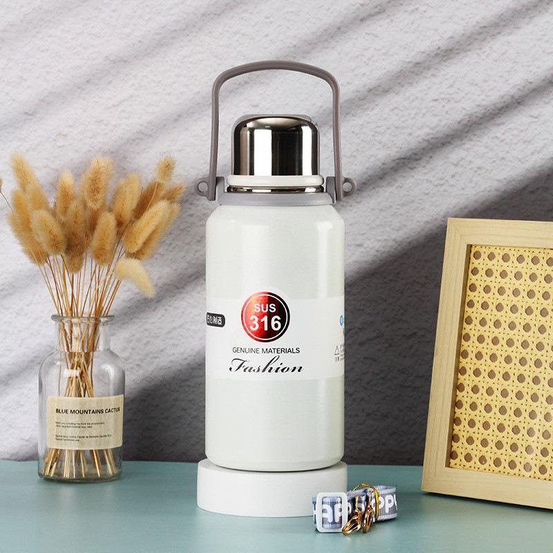 New 316 Stainless Steel Vacuum Thermos Cup Handle Portable Oblique Span Travel Pot Outdoor Large-capacity Sports Kettle