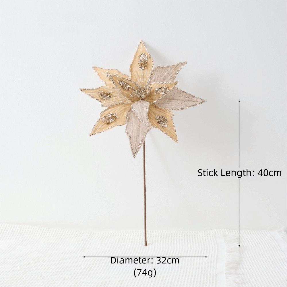 Neue 32 cm künstliche Weihnachtssternblume Glitzer Funkelnde Simulationsblumen Pailletten Weihnachts-Glitzerblume Weihnachtsdekoration
