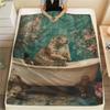 1PC Cute Little Groundhog  Print FlAannel Blanket, High Quality Comfortable for All Seasons, Home Decor, Warmth and Comfort