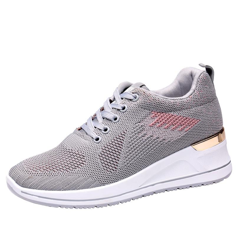 Shoes women's new wedge heel women's shoes platform shoes breathable and comfortable fly-woven mesh shoes casual sports shoes