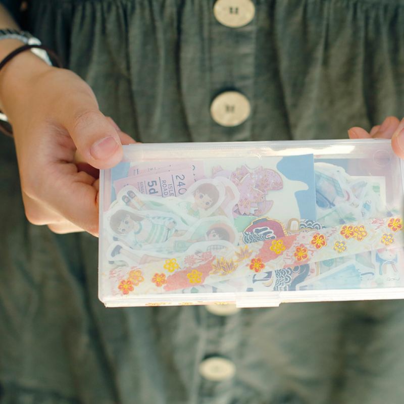 1 PC Plastic Transparent Box Stationery Stickers Plastic Storage Box Organizer Container Art Tool Case for Craft Desktop
