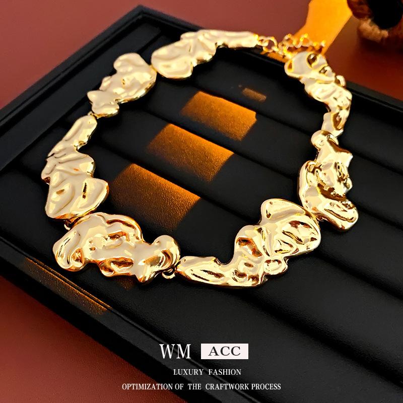 Irregular Pleated Metal Splicing Cold Style Personalized Necklace