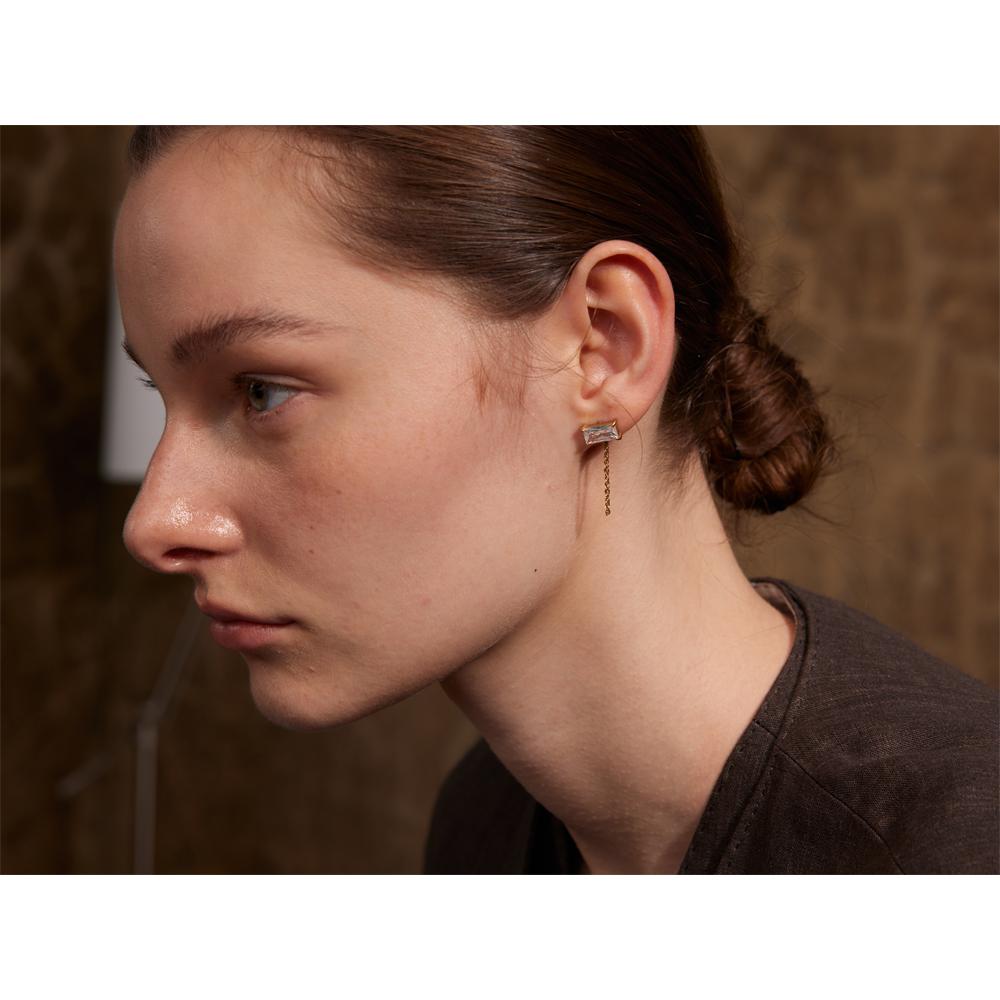 Boucles d'oreilles pendantes Yhpup Brillant Zircone Cubique Acier Inoxydable Chaîne pour Femmes Chic Quotidien Tendance Bijoux Vente en Gros Étanche